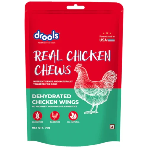 Drools Dehydrated Real Chicken Wing Chews Treat for Dogs