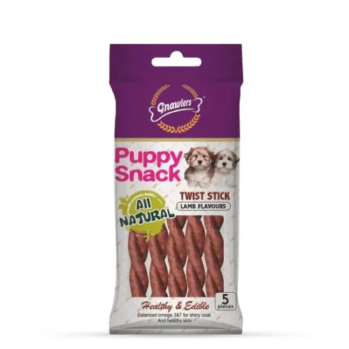 Gnawlers Puppy Snack Twist Stick Lamb Flavor Puppy Treat