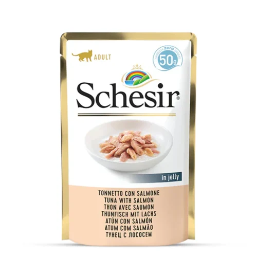 Schesir Tuna Whole Meat With Salmon & Rice Jelly Pouch Cat Wet Food